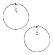 925 Sterling Silver Box Design with Star & Beads Anklet For women - Taraash