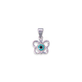 925 Sterling Silver Butterfly Evil Eye Enamel Pendant with Chain for Girls - Taraash