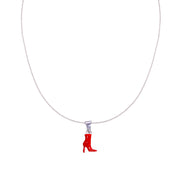 925 Sterling Silver Chic Red Stilettos Enamel Pendant with Chain for Girls - Taraash