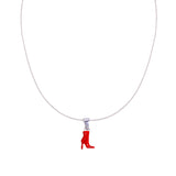 925 Sterling Silver Chic Red Stilettos Enamel Pendant with Chain for Girls - Taraash