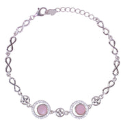 925 Sterling Silver Circular Pink Mother - of - Pearl with CZ Bracelet for Women - Taraash