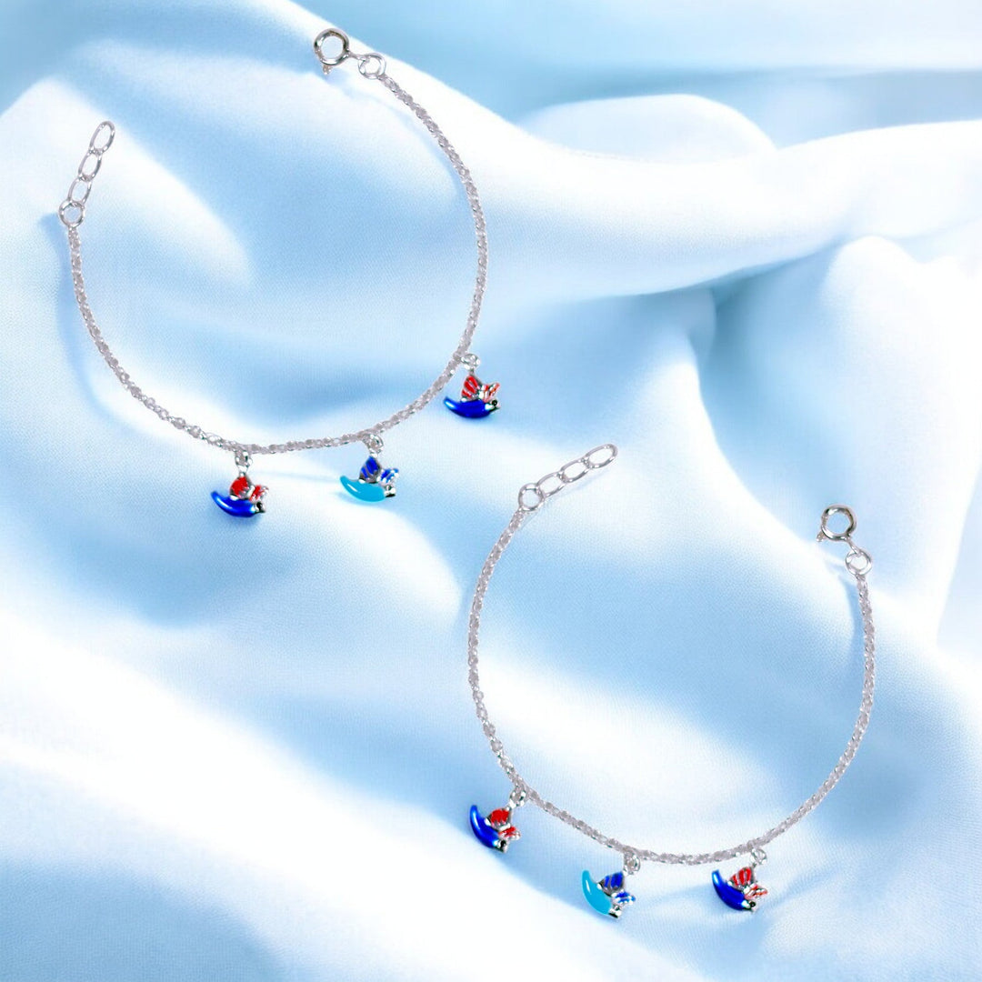 925 Sterling Silver Colourful bird Enamel Anklet for Kids - Taraash