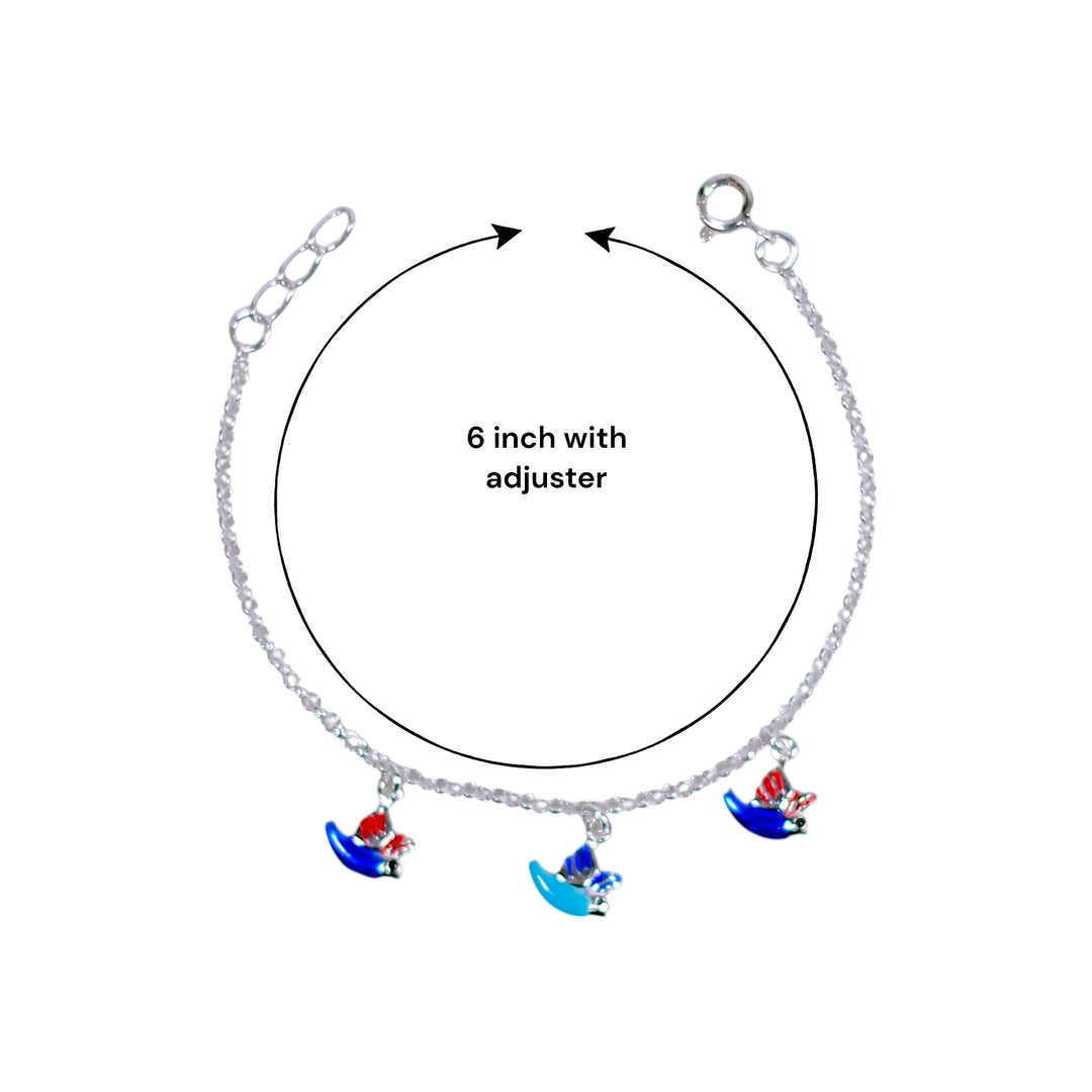925 Sterling Silver Colourful bird Enamel Anklet for Kids - Taraash