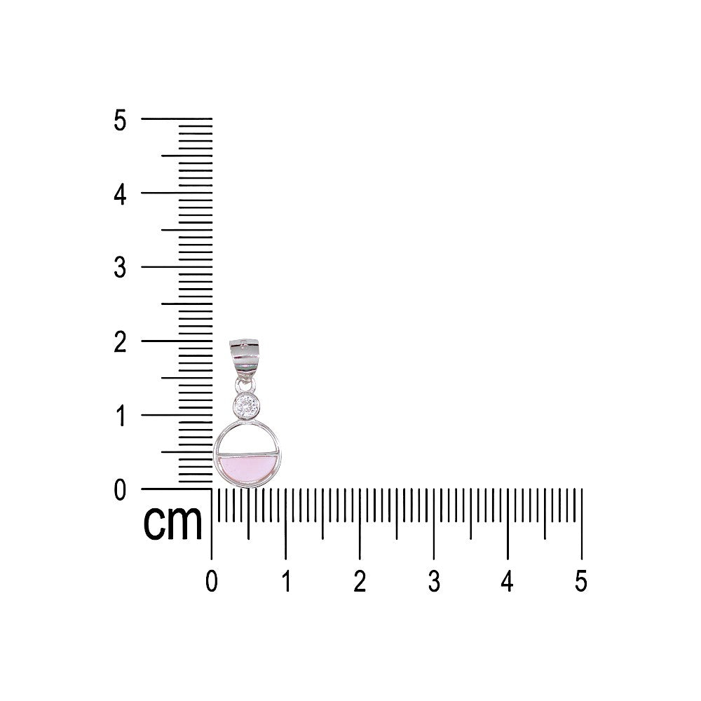 925 Sterling Silver Combo Of Pink Round Shape Pendant with Chain - Taraash