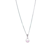 925 Sterling Silver Combo Of Pink Round Shape Pendant with Chain - Taraash
