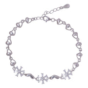 925 Sterling Silver Cross Flower CZ Bracelet for Women. - Taraash