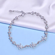 925 Sterling Silver Cross Flower CZ Bracelet for Women. - Taraash