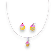 925 Sterling Silver Cupcake Earring and Chain with Pendant Set for Girls - Taraash
