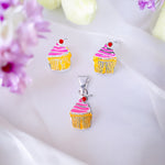 Load image into Gallery viewer, 925 Sterling Silver Cupcake Pendant and Earring Set for Girls - Taraash

