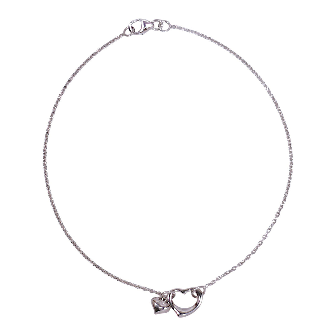925 Sterling Silver Curb Chain Heart Charm Single Anklet for Women - Taraash