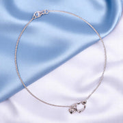 925 Sterling Silver Curb Chain Heart Charm Single Anklet for Women - Taraash