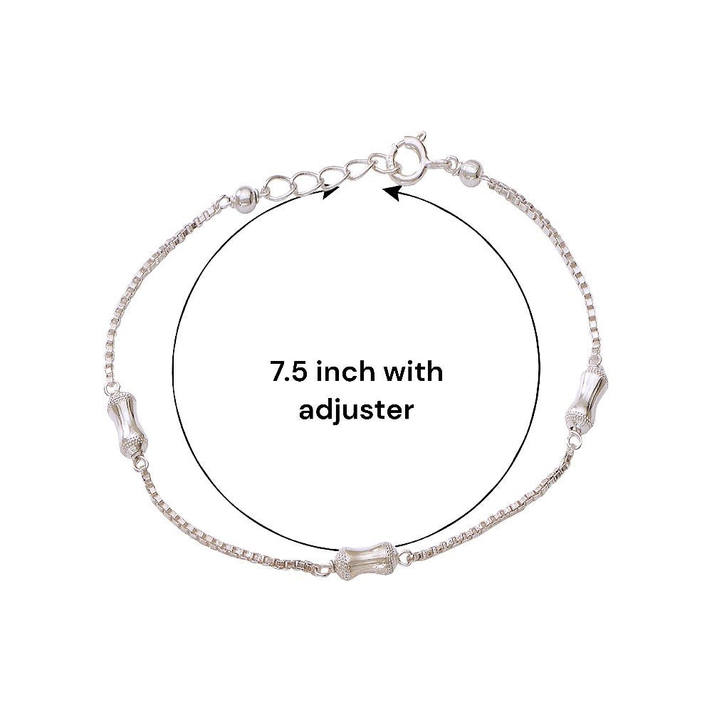 925 Sterling Silver Cylindrical Beaded Chain Bracelet for Women - Taraash