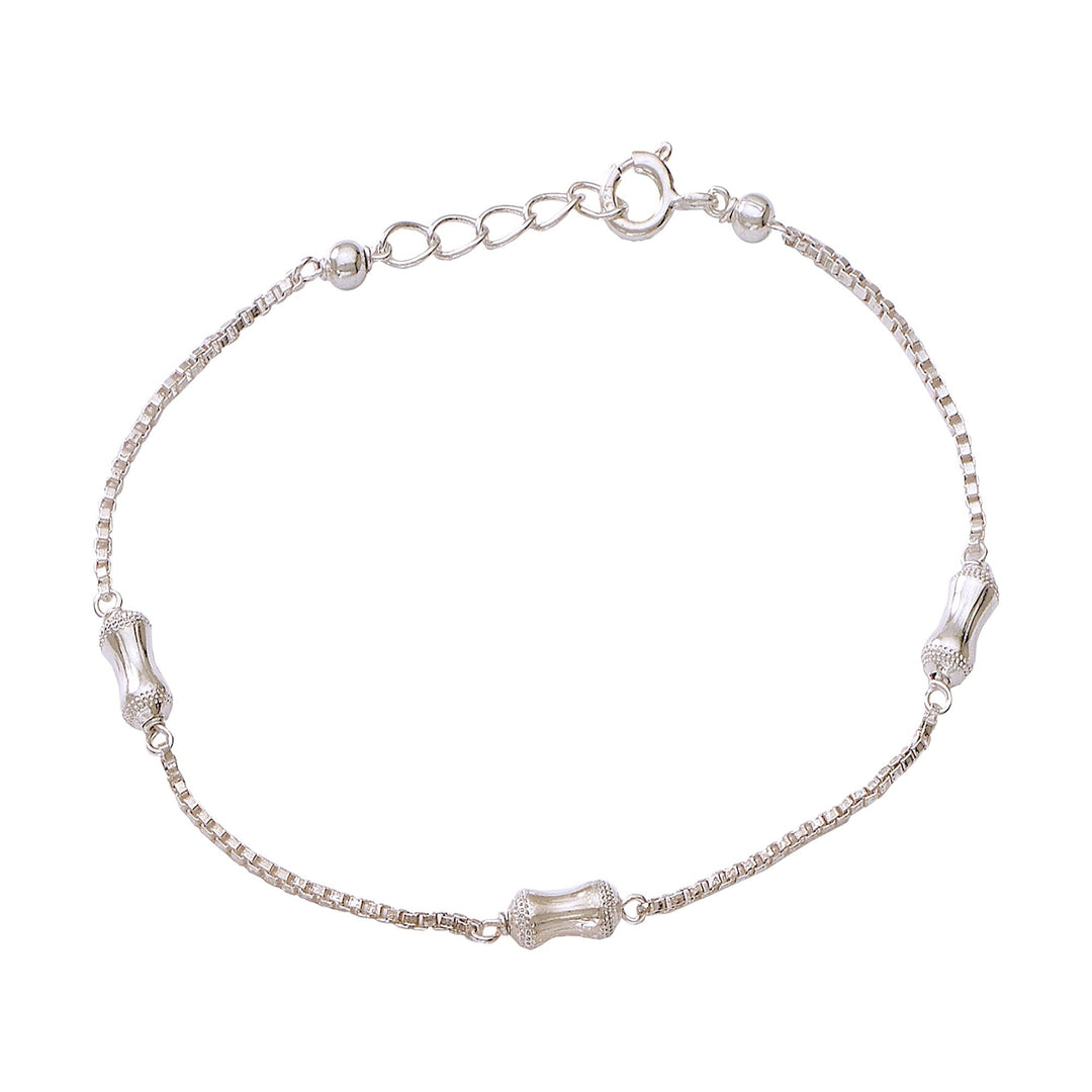 925 Sterling Silver Cylindrical Beaded Chain Bracelet for Women - Taraash
