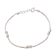925 Sterling Silver Cylindrical Beaded Chain Bracelet for Women - Taraash