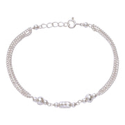 925 Sterling Silver Cylindrical Beaded Chain Bracelet for Women (Copy) - Taraash