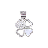 925 Sterling Silver CZ and Mother Of Pearl Clover Shaped Pendant For Womens - Taraash