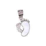 925 Sterling Silver CZ and Mother Of Pearl Footprint Pendant For Womens - Taraash
