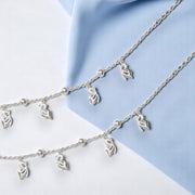 925 Sterling Silver CZ Butterfly Beaded Anklet for Women - Taraash