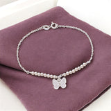 925 Sterling Silver Cz Butterfly Charm Pearl Bracelet For Women - Taraash