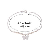 925 Sterling Silver Cz Butterfly Charm Pearl Bracelet For Women - Taraash