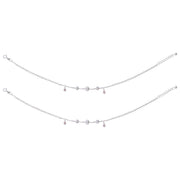 925 Sterling Silver CZ Charm Chain Anklet for Women - Taraash