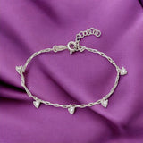 925 Sterling Silver CZ Charm Link Chain Bracelet for Women - Taraash