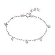 925 Sterling Silver CZ Charm Link Chain Bracelet for Women - Taraash