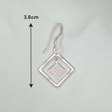 925 Sterling Silver CZ Double Square Drop Earrings Gift for Women - Taraash
