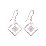 925 Sterling Silver CZ Double Square Drop Earrings Gift for Women - Taraash