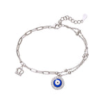 Load image into Gallery viewer, 925 Sterling Silver CZ Evil Eye Link Chain Bracelet for Women - Taraash
