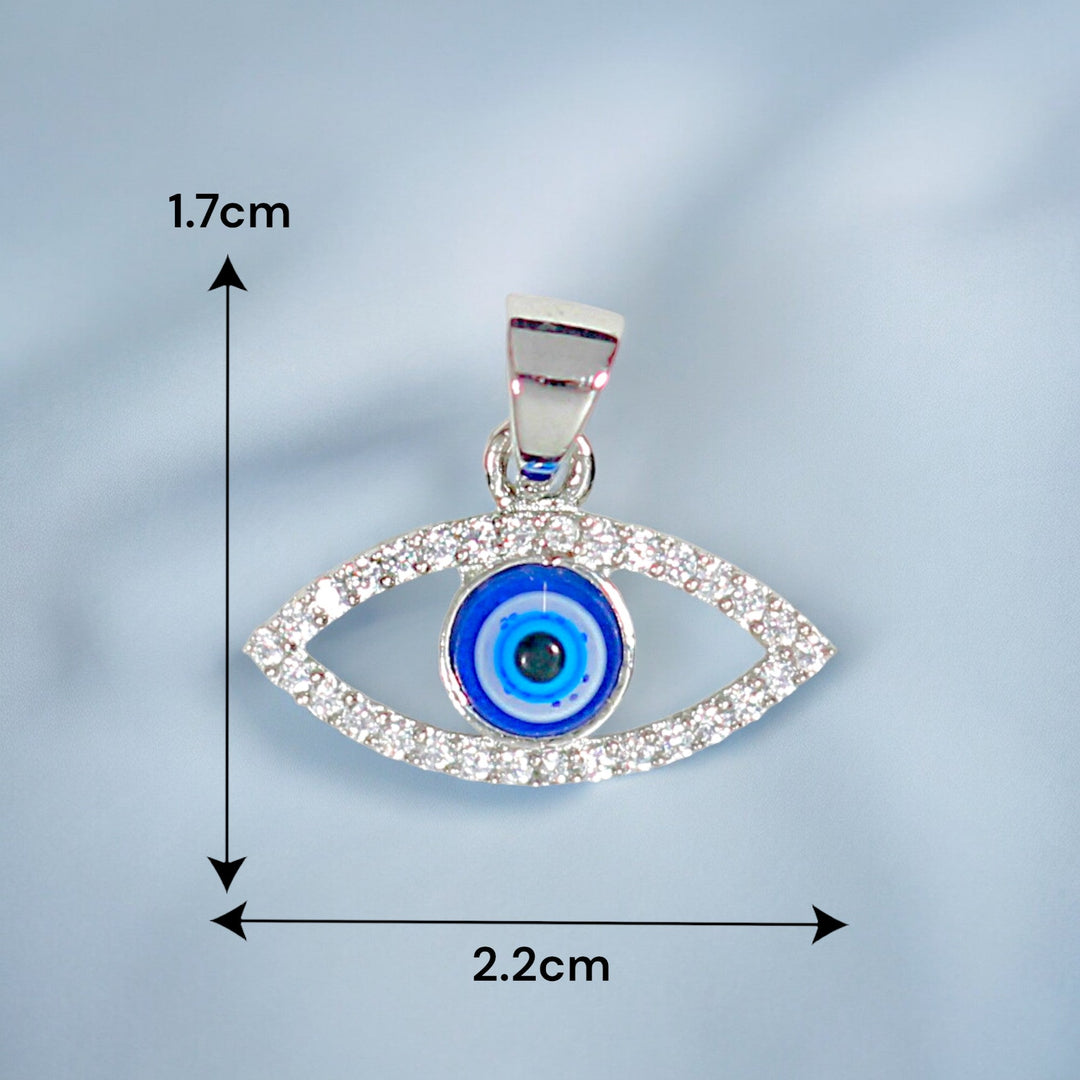 925 Sterling Silver CZ Evil Eye Pendant for Men and Women - Taraash