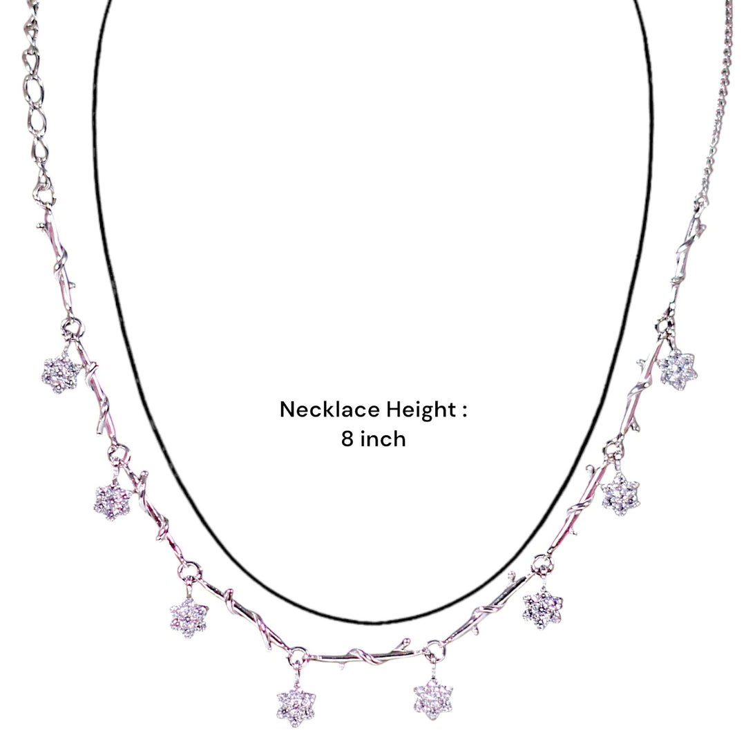 925 Sterling Silver CZ Floral Design Necklace for Women - Taraash