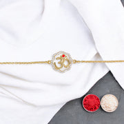 925 Sterling Silver CZ Gold Plated Om Rakhi For Brother - Taraash