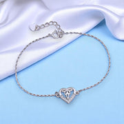 925 Sterling Silver CZ Heart Charm Chain Bracelet for Women - Taraash