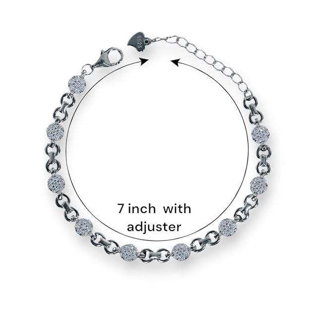 925 Sterling Silver Cz Interlink Bracelet For Women - Taraash
