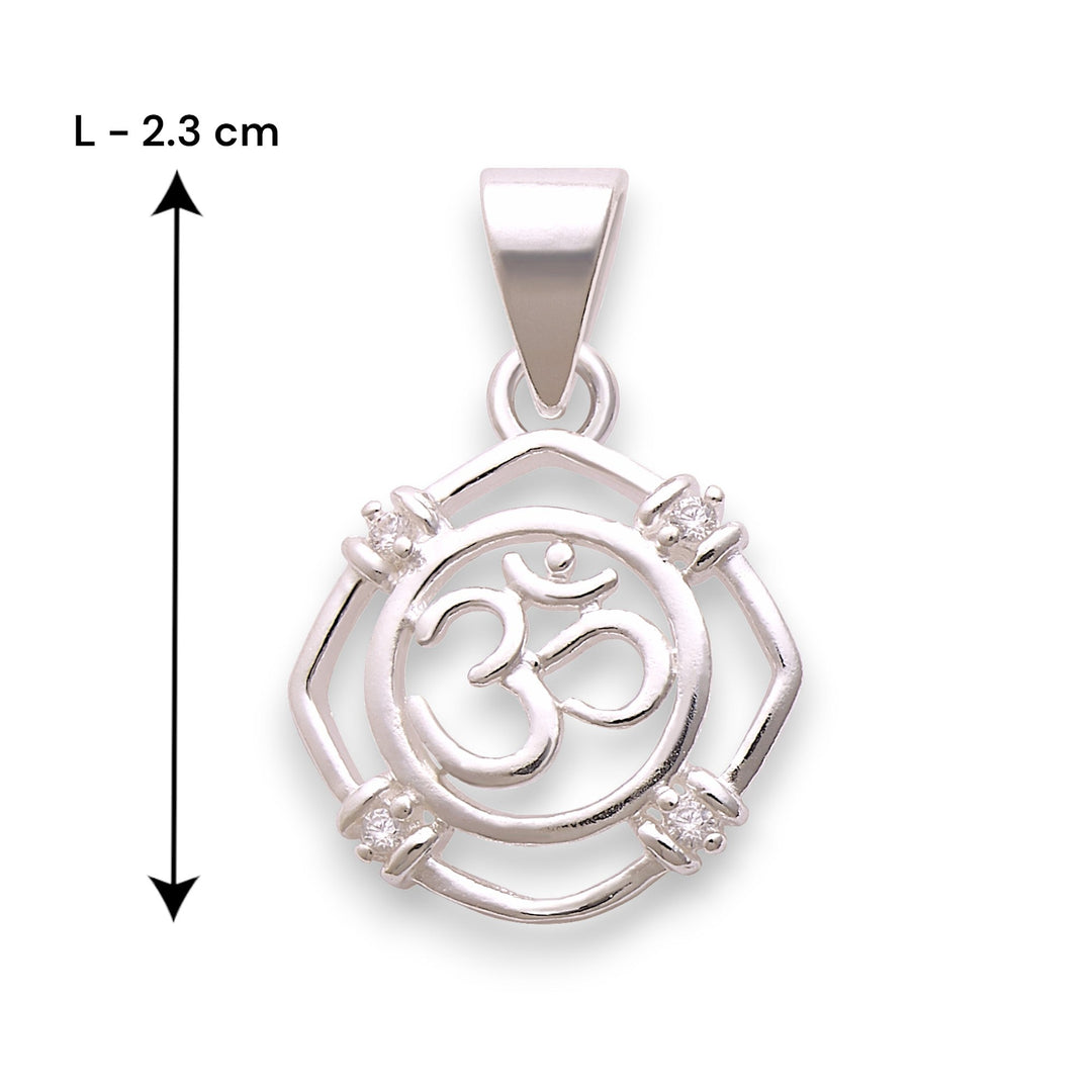 925 Sterling Silver Cz Om Pendant For Men And Women - Taraash