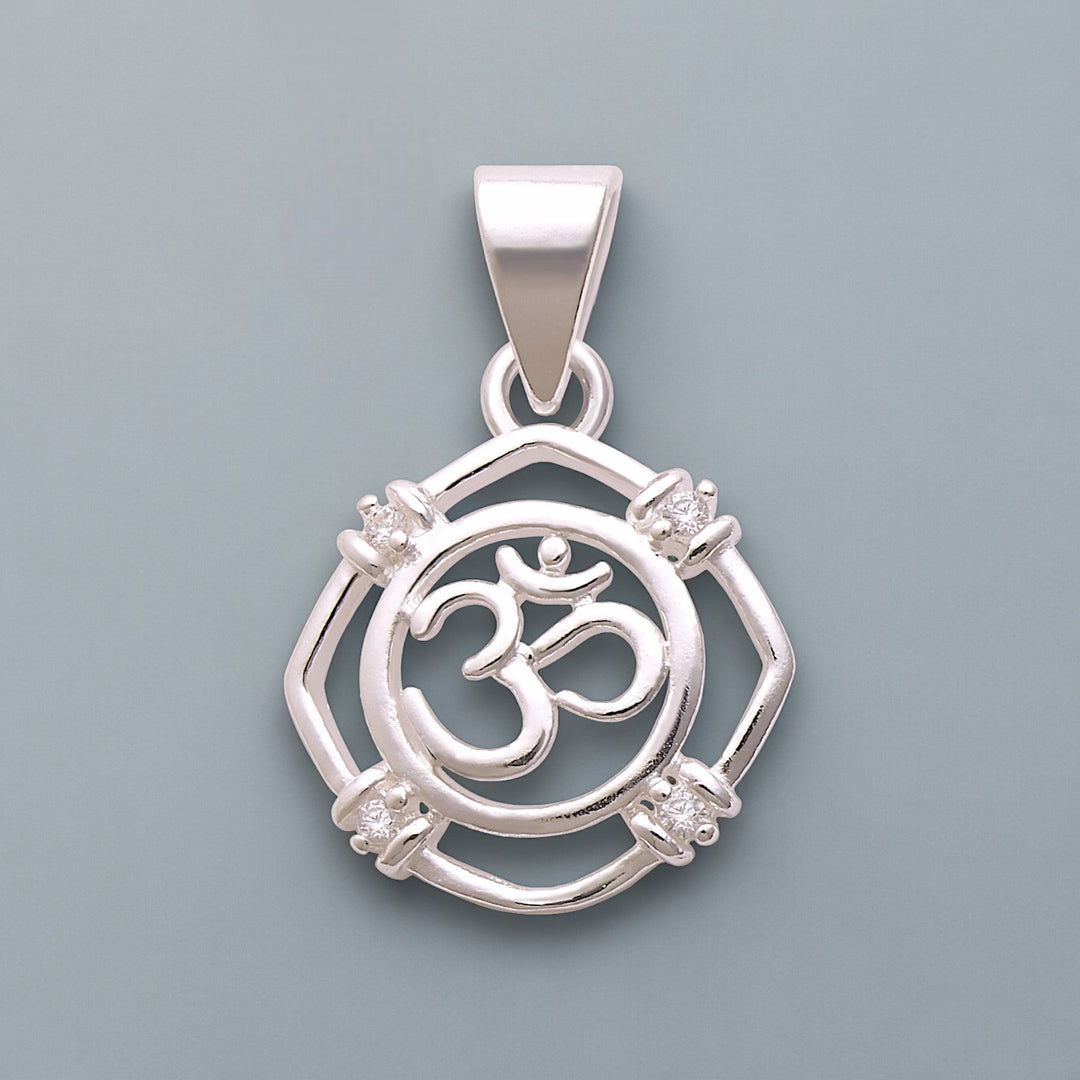 925 Sterling Silver Cz Om Pendant For Men And Women - Taraash