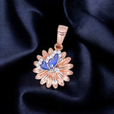 925 Sterling Silver Cz Rose Gold Plated Flower Pendant for Women - Taraash