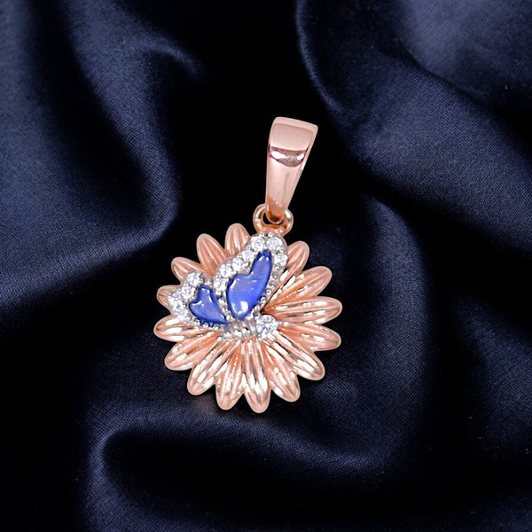 925 Sterling Silver Cz Rose Gold Plated Flower Pendant for Women - Taraash