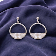 925 Sterling Silver CZ Round Shape Drop Earrings Gift for Women/ Girls - Taraash