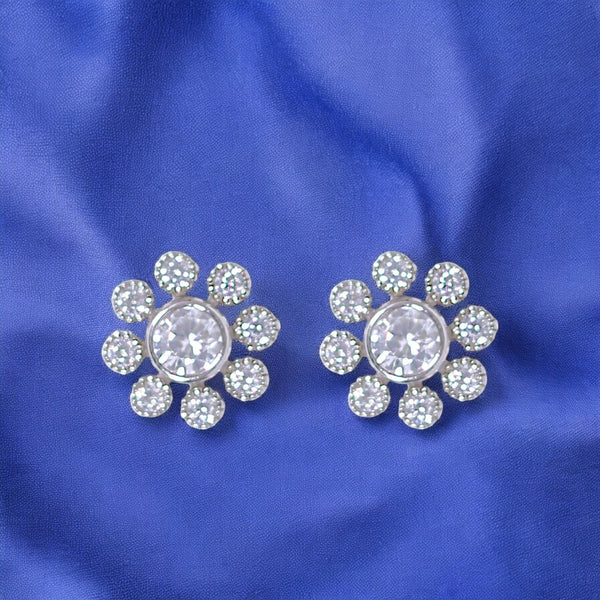 925 Sterling Silver CZ Round Shape Stud Earrings for Women - Taraash