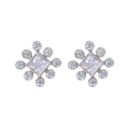 925 Sterling Silver Cz Square Shape Stud Earrings for Women - Taraash