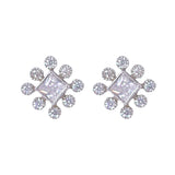 925 Sterling Silver Cz Square Shape Stud Earrings for Women - Taraash