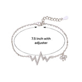 925 Sterling Silver CZ Zigzag Bow Charm 7.5 Inch Silver Chain Bracelet for Women - Taraash