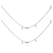 925 Sterling Silver Dangling Floral Charm Anklet For Women - Taraash