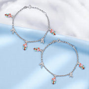 925 Sterling Silver Delicate Silver Birds Charm Anklet For Girls - Taraash