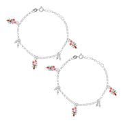 925 Sterling Silver Delicate Silver Birds Charm Anklet For Women - Taraash