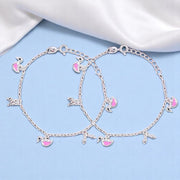 925 Sterling Silver Delicate Silver Heart Charm Anklet For Girls - Taraash