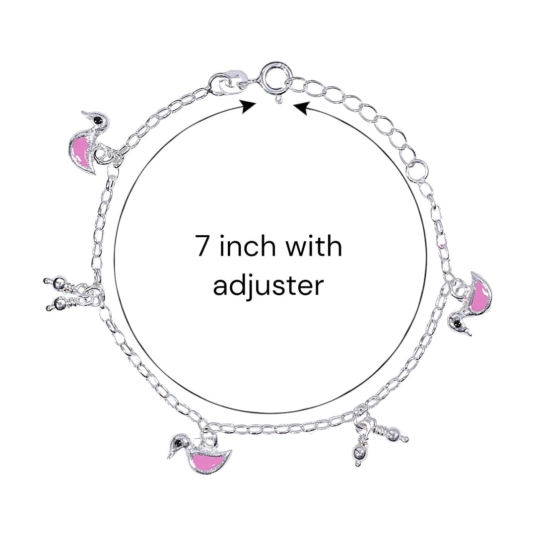 925 Sterling Silver Delicate Silver Heart Charm Anklet For Girls - Taraash
