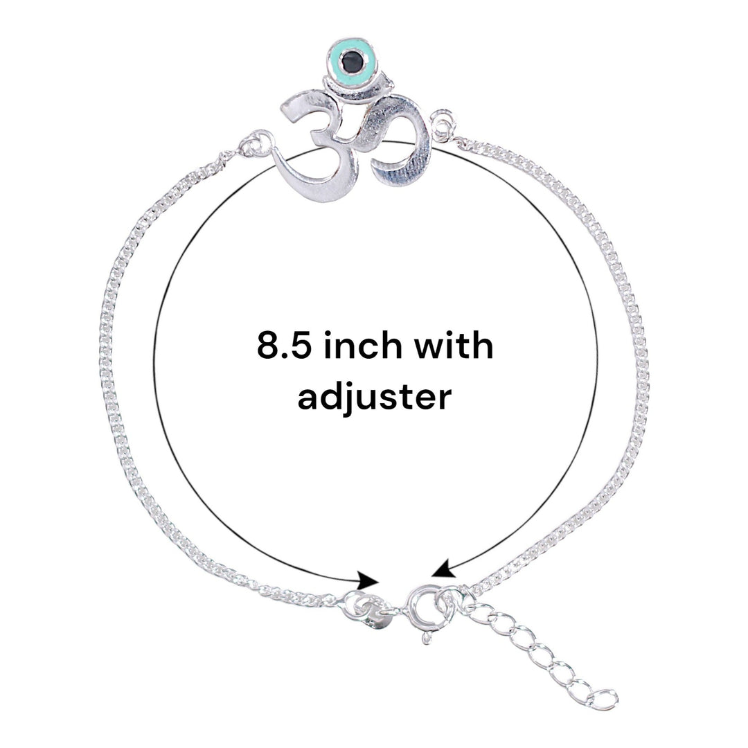 925 Sterling Silver Divine Om Chain Rakhi For Brother - Taraash